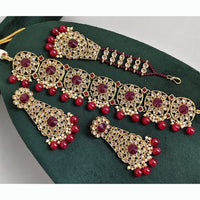 Rajwadi Collection Luxury Crystal Stone Pearl And Beads Choker Necklace Set
