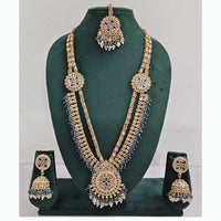 Rajwadi Collection Premium Crystal Stone And Pearl Long Necklace Set