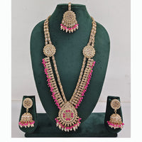Rajwadi Collection Premium Crystal Stone And Pearl Long Necklace Set