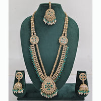 Rajwadi Collection Premium Crystal Stone And Pearl Long Necklace Set