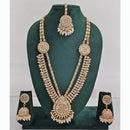 Rajwadi Collection Premium Crystal Stone And Pearl Long Necklace Set