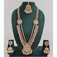 Rajwadi Collection Premium Crystal Stone And Pearl Long Necklace Set