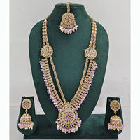 Rajwadi Collection Premium Crystal Stone And Pearl Long Necklace Set