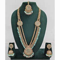 Rajwadi Collection Premium Crystal Stone And Pearl Long Necklace Set