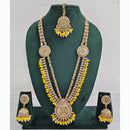 Rajwadi Collection Premium Crystal Stone And Pearl Long Necklace Set