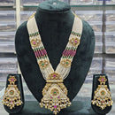 Rajwadi Collection Majestic Pota Stone Pearl And Meenakari Long Necklace Set