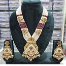 Rajwadi Collection Majestic Pota Stone Pearl And Meenakari Long Necklace Set