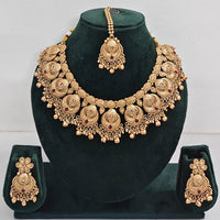 Rajwadi Collection Sparkling Pota Stone And Pearl Necklace Set