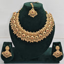 Rajwadi Collection Sparkling Pota Stone And Pearl Necklace Set