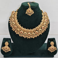 Rajwadi Collection Sparkling Pota Stone And Pearl Necklace Set