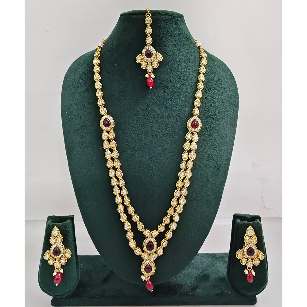 Rajwadi Collection Sparkling Crystal And Austrian Stone Beads Long Necklace Set