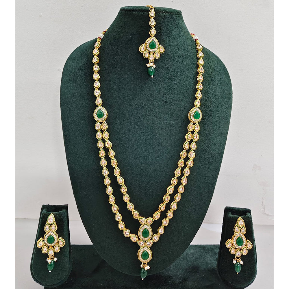 Rajwadi Collection Sparkling Crystal And Austrian Stone Beads Long Necklace Set