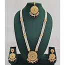 Rajwadi Collection Sparkling Pota Stone Pearl And Beads Long Necklace Set