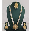 Rajwadi Collection Sparkling Pota Stone Pearl And Beads Long Necklace Set