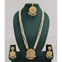 Rajwadi Collection Sparkling Pota Stone Pearl And Beads Long Necklace Set