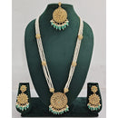 Rajwadi Collection Sparkling Pota Stone Pearl And Beads Long Necklace Set