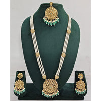 Rajwadi Collection Sparkling Pota Stone Pearl And Beads Long Necklace Set