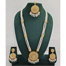 Rajwadi Collection Sparkling Pota Stone Pearl And Beads Long Necklace Set