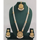 Rajwadi Collection Sparkling Pota Stone Pearl And Beads Long Necklace Set