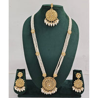 Rajwadi Collection Sparkling Pota Stone Pearl And Beads Long Necklace Set