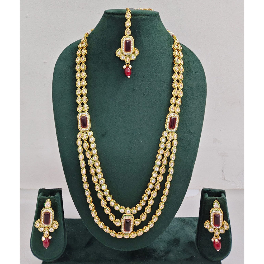 Rajwadi Collection Sparkling Crystal And Austrian Stone Beads Long Necklace Set