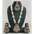 Rajwadi Collection Sparkling Crystal Stone Pearl And Beads Long Necklace Set