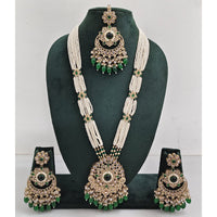 Rajwadi Collection Sparkling Crystal Stone Pearl And Beads Long Necklace Set
