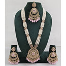 Rajwadi Collection Sparkling Crystal Stone Pearl And Beads Long Necklace Set