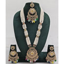 Rajwadi Collection Sparkling Crystal Stone Pearl And Beads Long Necklace Set