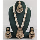 Rajwadi Collection Sparkling Crystal Stone Pearl And Beads Long Necklace Set