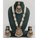 Rajwadi Collection Sparkling Crystal Stone Pearl And Beads Long Necklace Set
