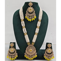 Rajwadi Collection Sparkling Crystal Stone Pearl And Beads Long Necklace Set
