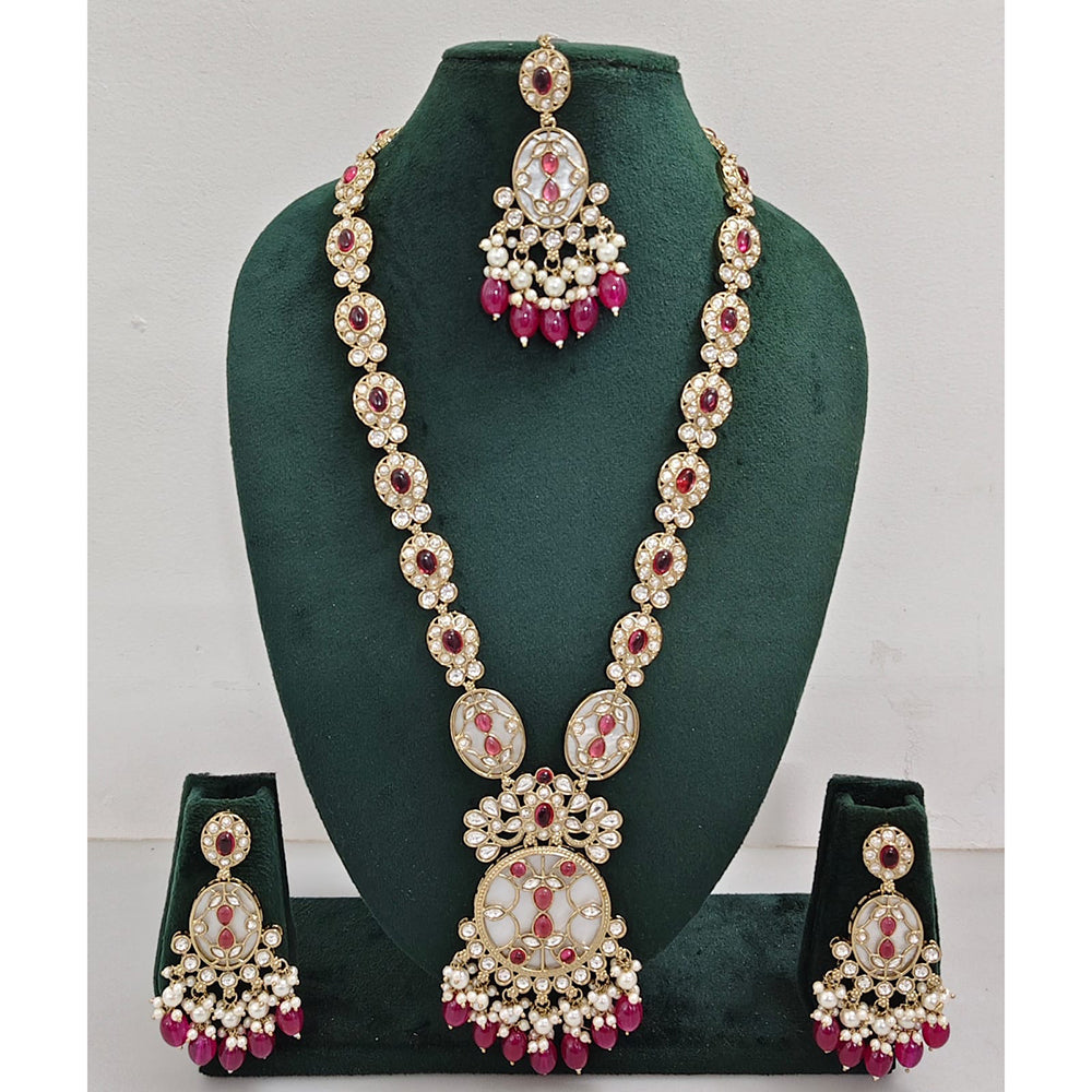 Rajwadi Collection Sparkling Pota And Austrian Stone Beads Long Necklace Set