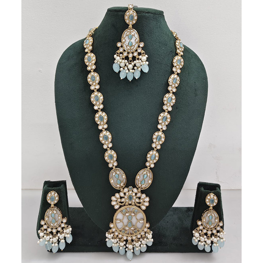 Rajwadi Collection Sparkling Pota And Austrian Stone Beads Long Necklace Set
