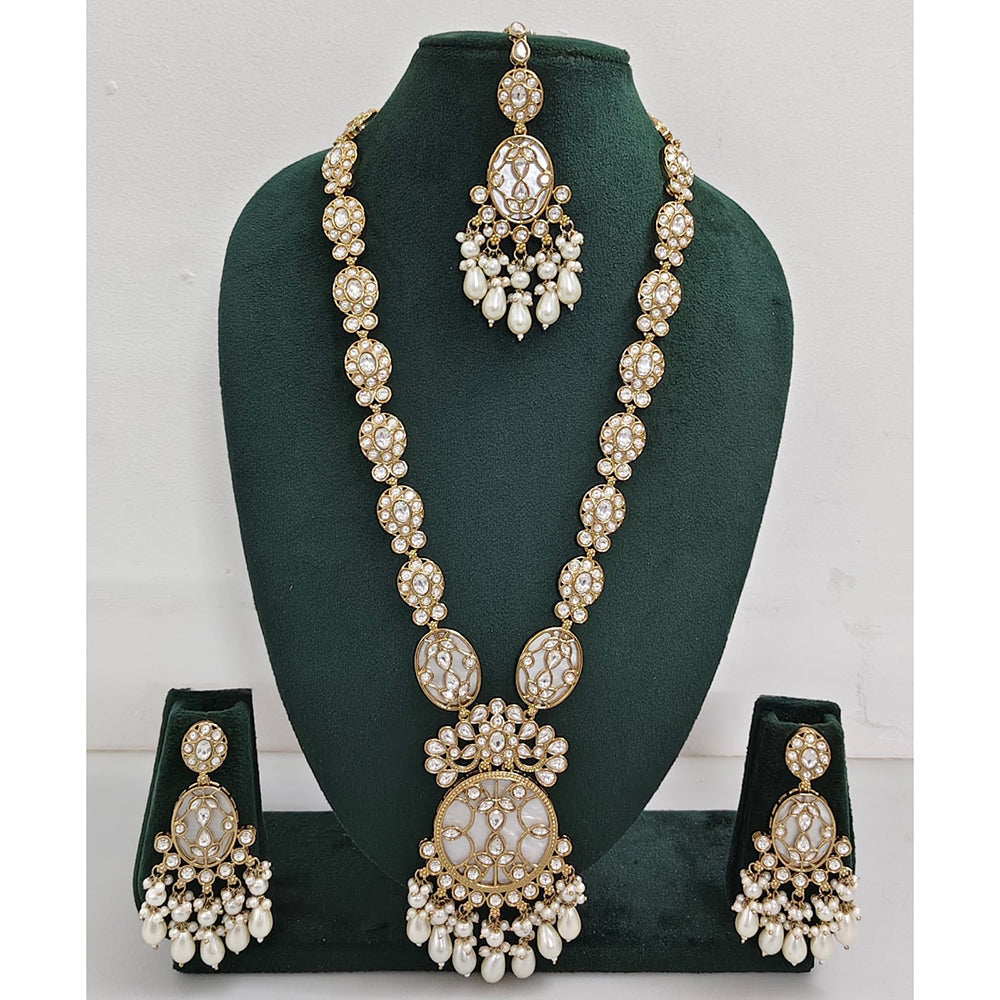 Rajwadi Collection Sparkling Pota And Austrian Stone Beads Long Necklace Set