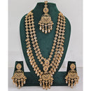 Rajwadi Collection Sparkling Crystal Stone Pearl And Beads Long Necklace Set