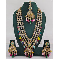 Rajwadi Collection Sparkling Crystal Stone Pearl And Beads Long Necklace Set