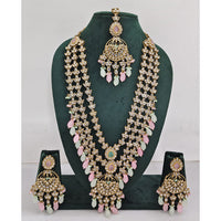 Rajwadi Collection Sparkling Crystal Stone Pearl And Beads Long Necklace Set