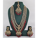 Rajwadi Collection Sparkling Crystal Stone Pearl And Beads Long Necklace Set