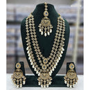 Rajwadi Collection Sparkling Crystal Stone Pearl And Beads Long Necklace Set