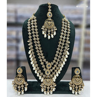 Rajwadi Collection Sparkling Crystal Stone Pearl And Beads Long Necklace Set
