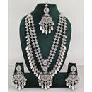 Rajwadi Collection Sparkling Crystal Stone Pearl And Beads Long Necklace Set