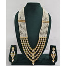Rajwadi Collection Sparkling Crystal Stone Pearl And Beads Long Necklace Set