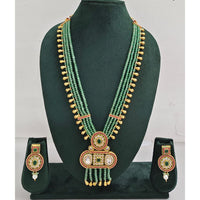 Rajwadi Collection Sparkling Crystal Stone Pearl And Beads Long Necklace Set