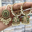 Rajwadi Collection Royal Heritage Crystal And Pearl Jhumki Earrings With Maangtikka