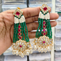 Rajwadi Collection Elegant Pota And Pearl Designer Dangler Earrings