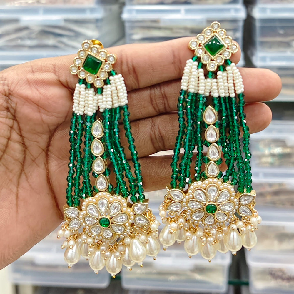 Rajwadi Collection Elegant Pota And Pearl Designer Dangler Earrings