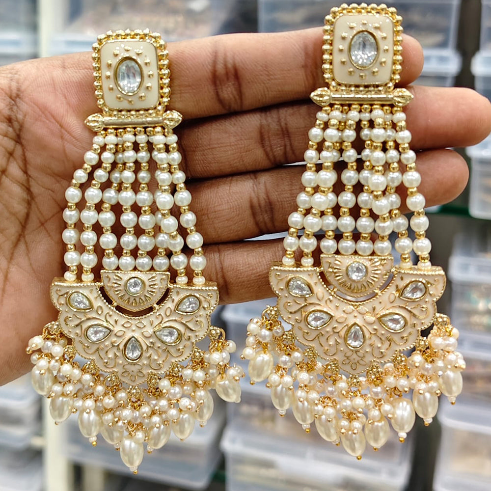 Rajwadi Collection Elegant Pota And Pearl Designer Dangler Earrings