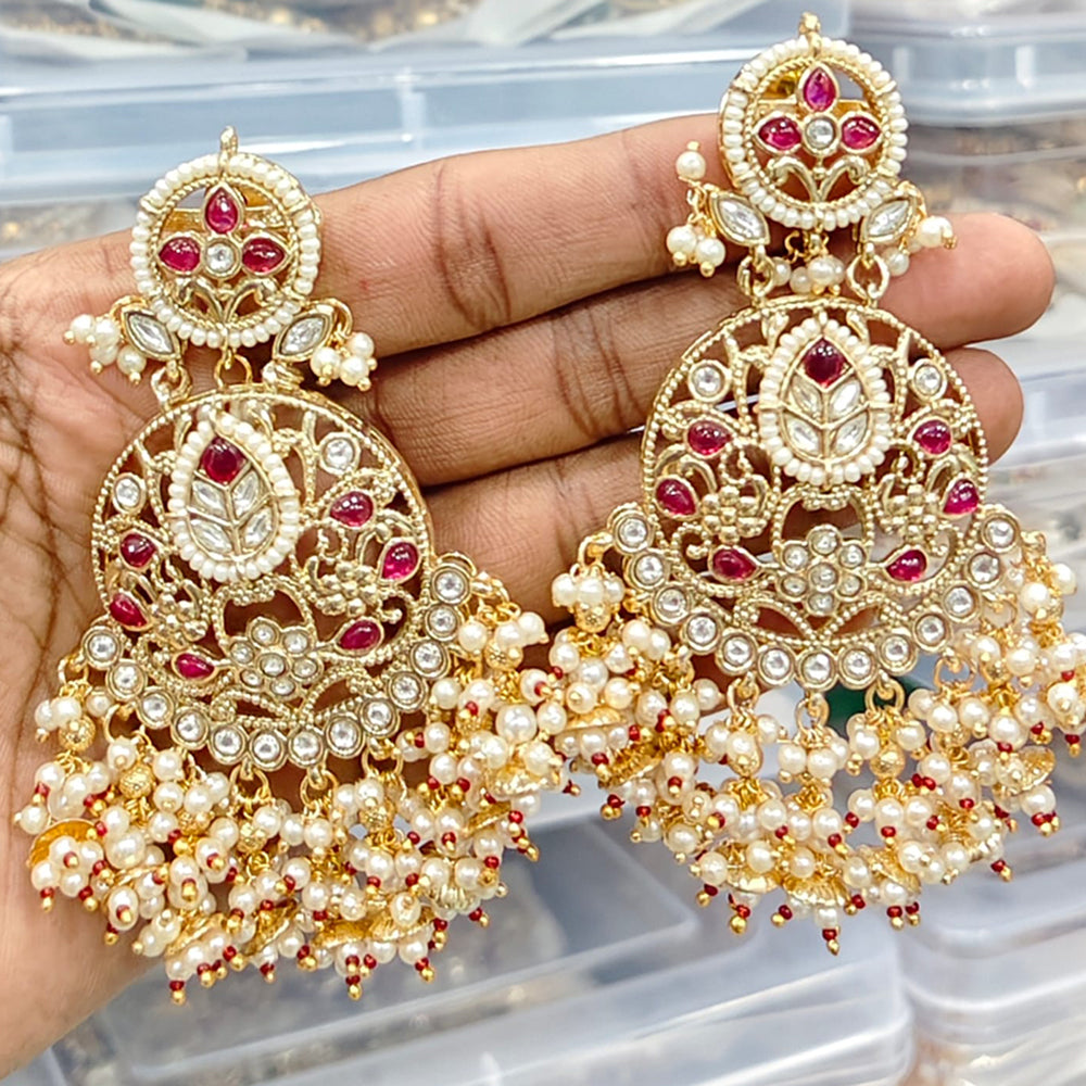Rajwadi Collection Elegant Pota And Pearl Designer Dangler Earrings