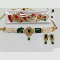 Rajwadi Collection Elegant Crystal And Pearl Beads Choker Necklace Set